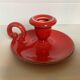 Red ceramic cellar rat candle holder