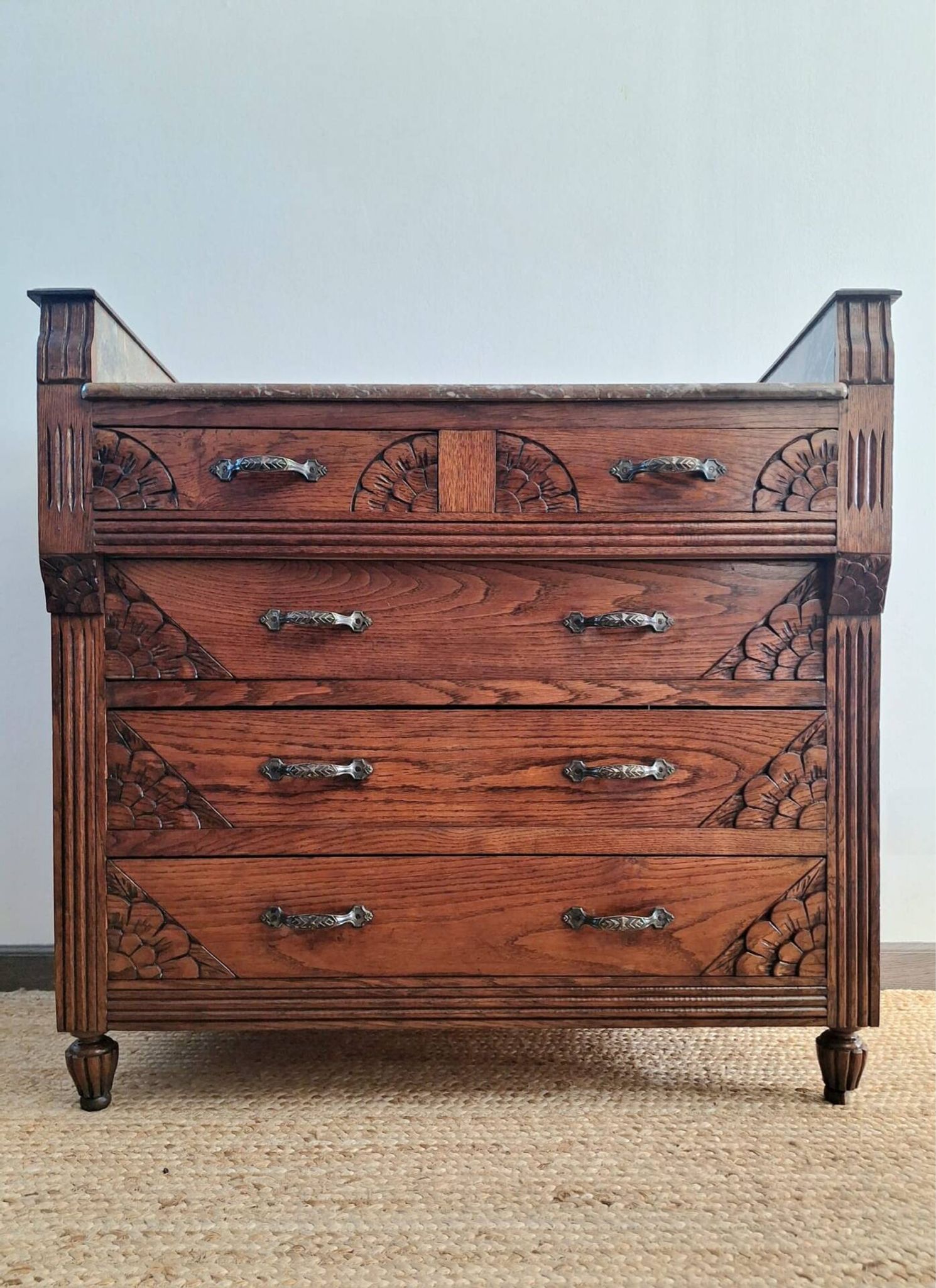 Commode art déco plateau marbre, meuble ancien vintage