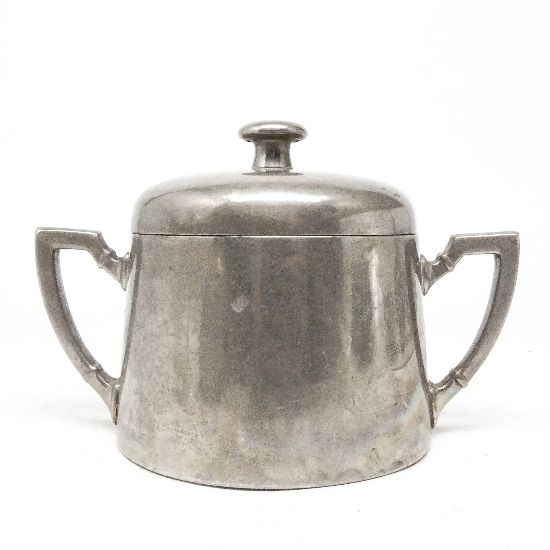 Art Deco sugar bowl, silver-plated brass, Germany, 1920s