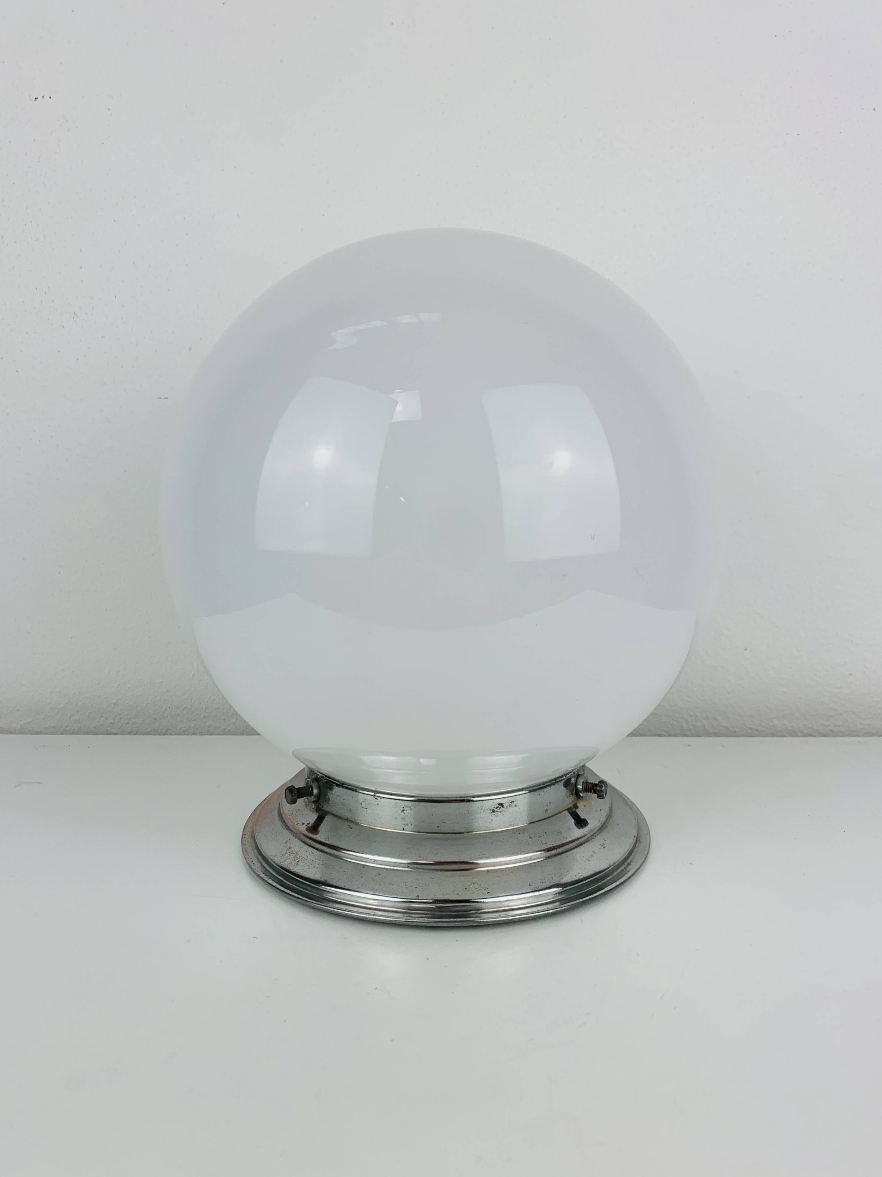 Art Deco opaline glass globe wall light, ceiling light