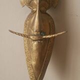 Brass mask tribal ethnic wall decoration object vintage African art handmade sculpture