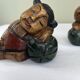 Carved wooden bookends