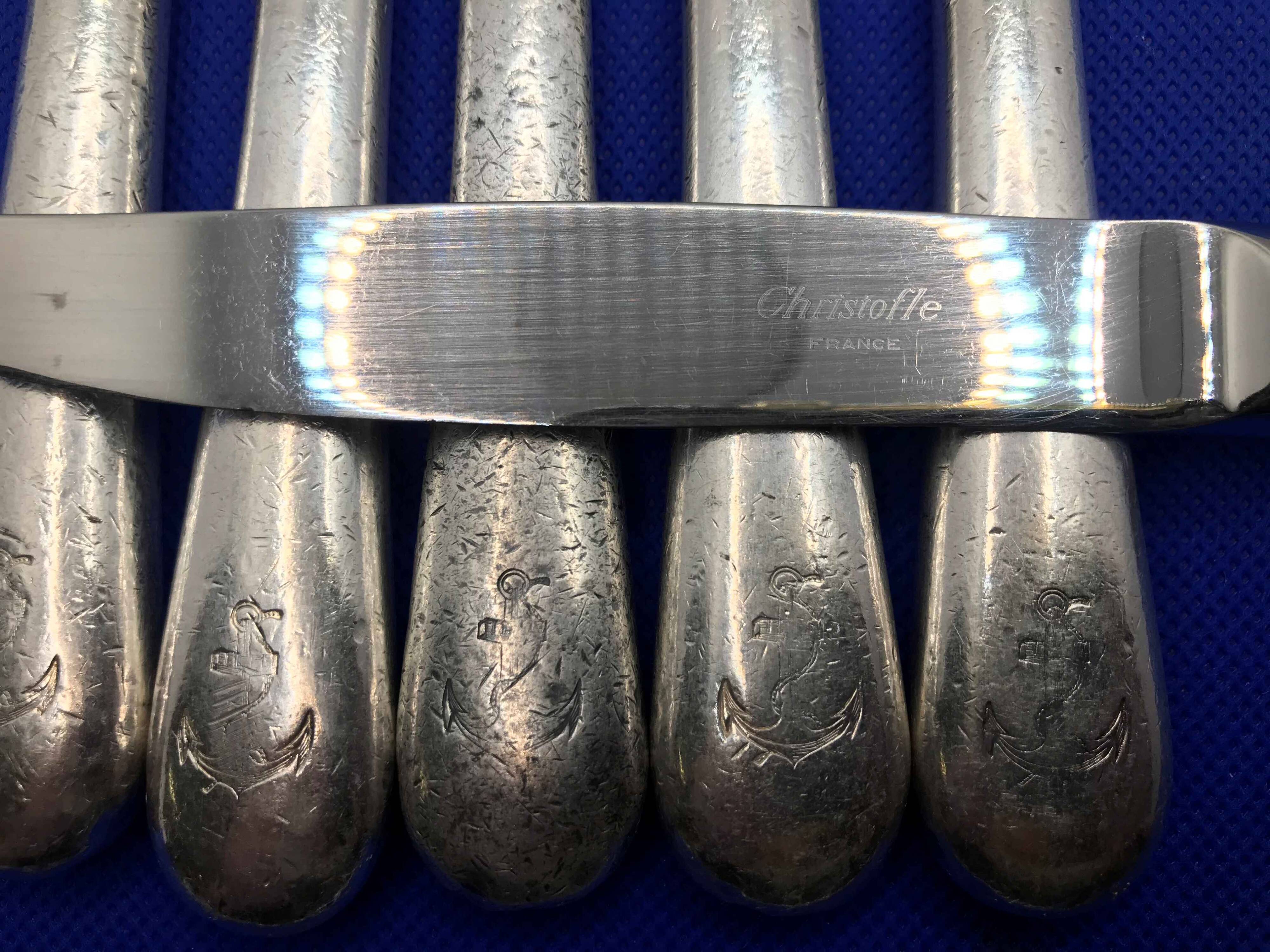 Set of 6 small silver-plated Navy knives from Christofle