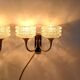Pair of two-light wall sconces in gilded brass and blue from the 1950s.
