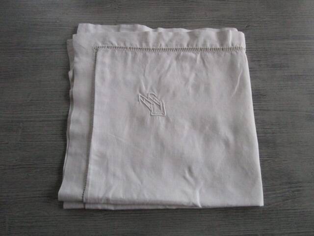 Antique embroidered/monogrammed pillowcase: 67x67cm