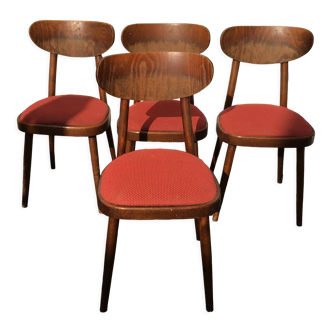 Lot de 4 chaises vintage de salle à manger Cesky Nabytek Jaroslav Smidek 40s art déco