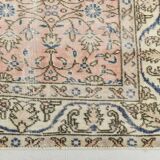 Light Pink & Blue Floral Turkish Vintage Rug, 155x248Cm