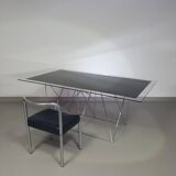 Steel and glass dining table by Max Sauze for Max Sauze Studio, 1970s