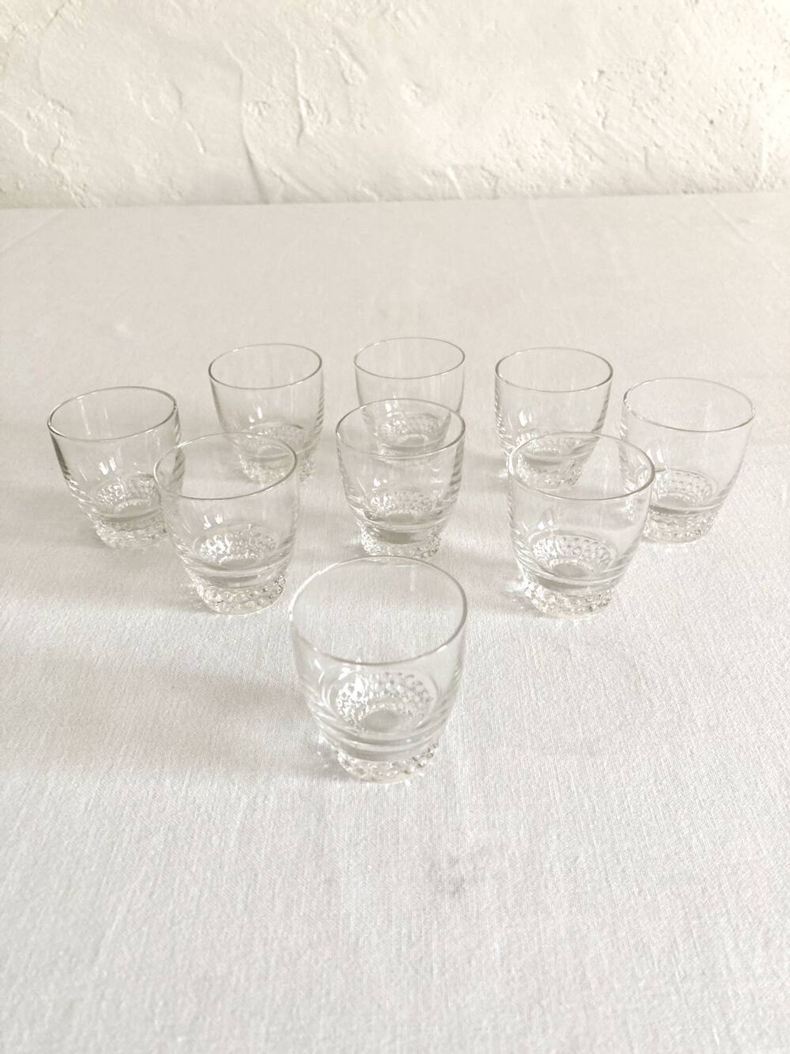 9 crystal liqueur glasses, 1950s