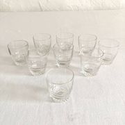 9 crystal liqueur glasses, 1950s