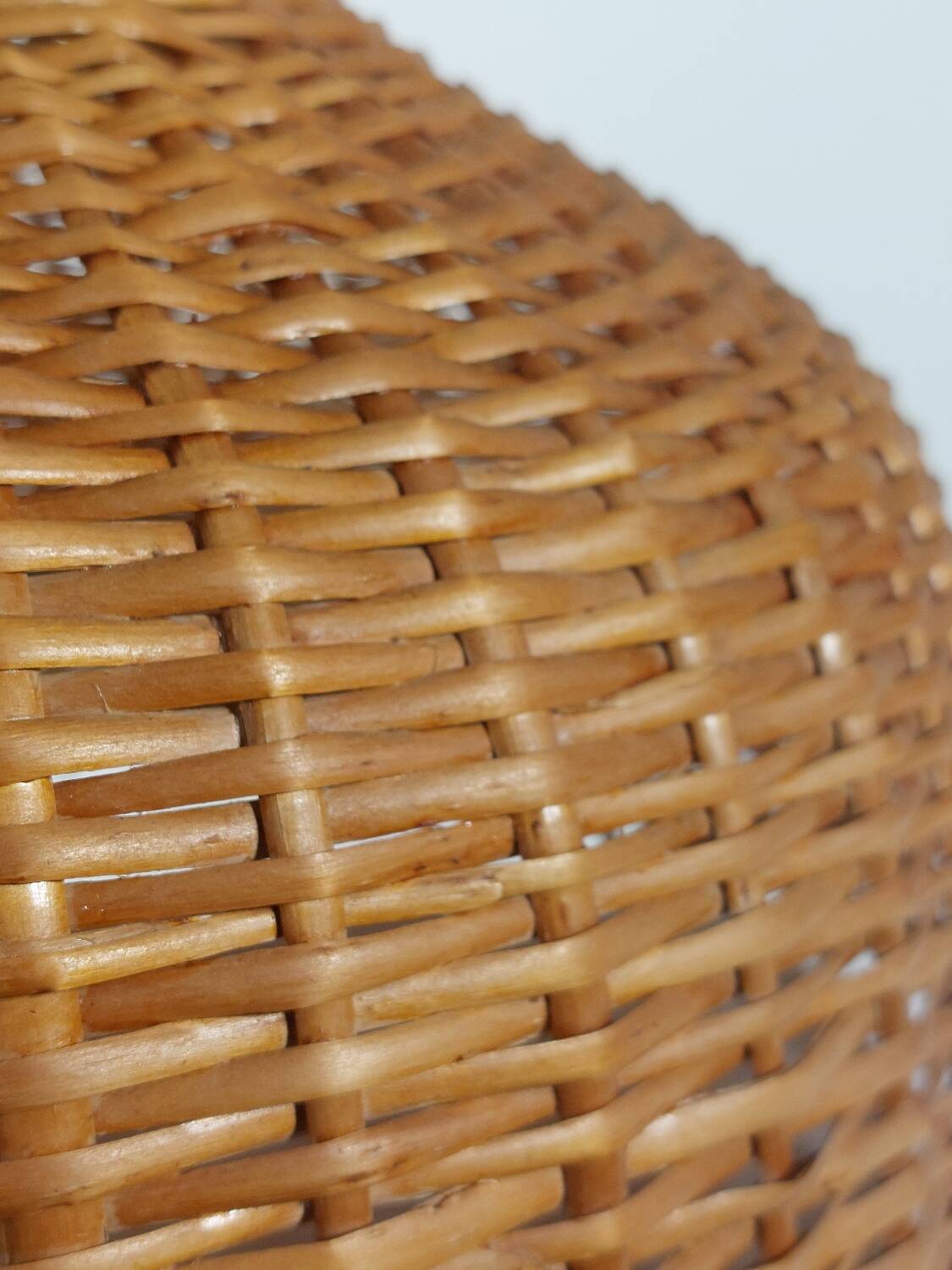 Vintage rattan lampshade from the 70s, mid-century style.