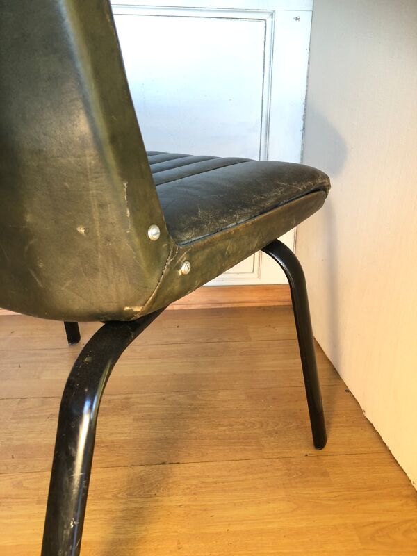 fauteuil 1960 En cuir Vert Et Coque En Fibre
