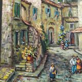 Oil on canvas "Grimaud Village" by HL