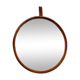 Round Teak Mirror,  Luxus, Sweden, 1960s 45cm