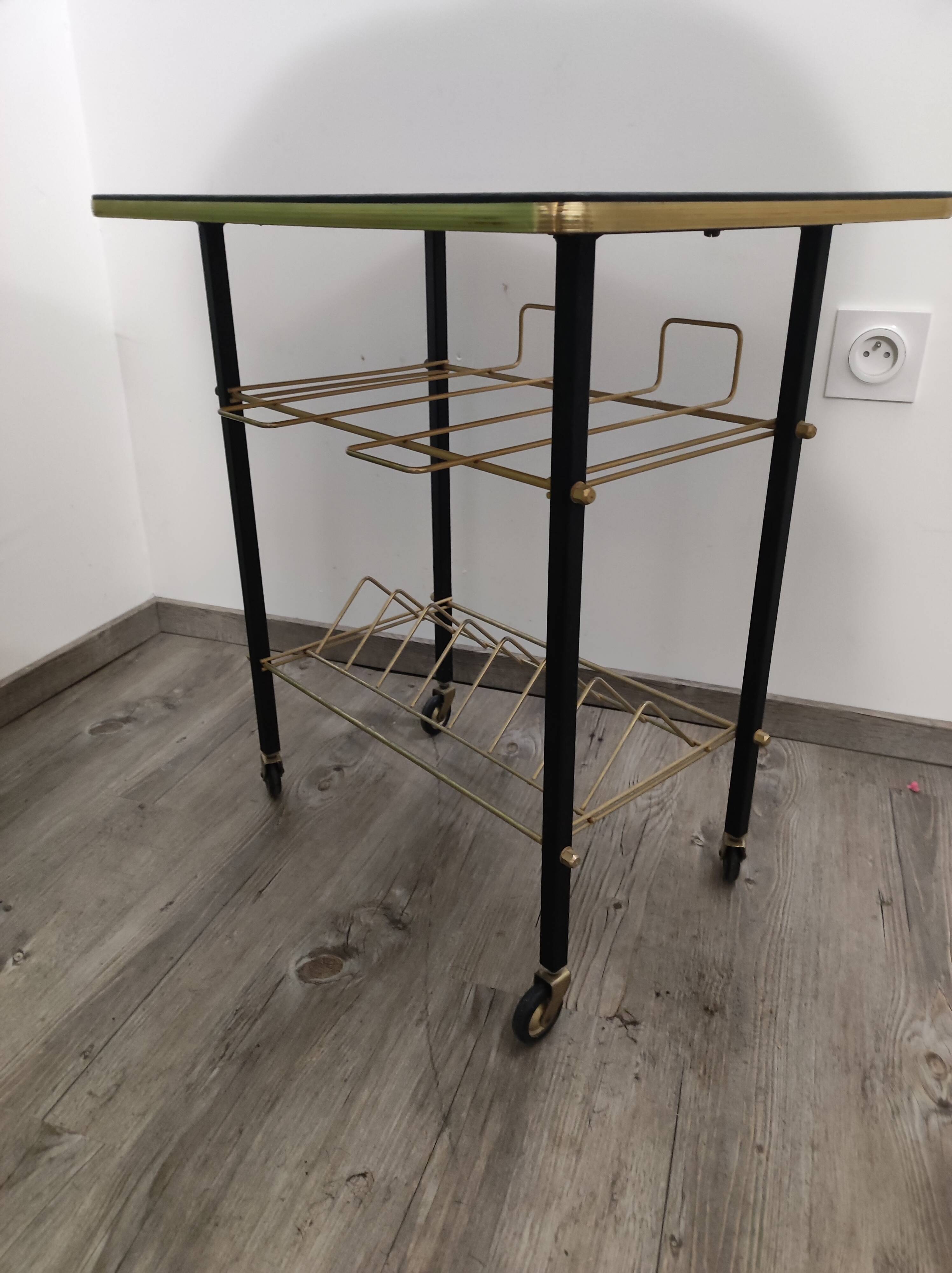 Serving wheels magazine holders black metal golden steel file imitation vintage