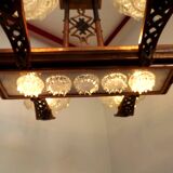 French Art Deco 6-Arm, 10-Light Chandelier Petitot Ezan Style, Copper Tone