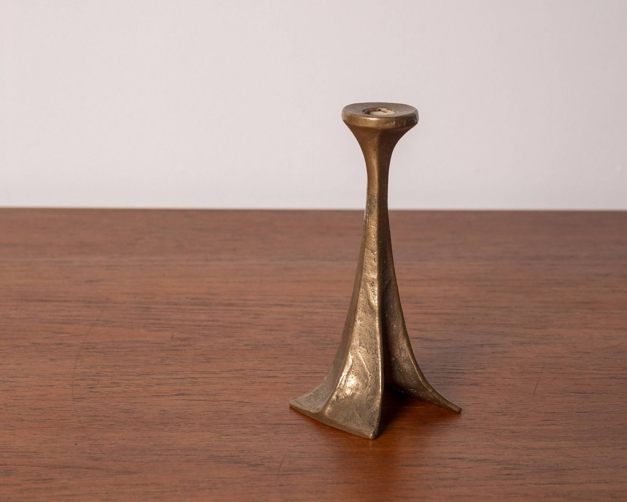 Brutalist bronze candlestick by Michael Harjes, 1970s, Germany.