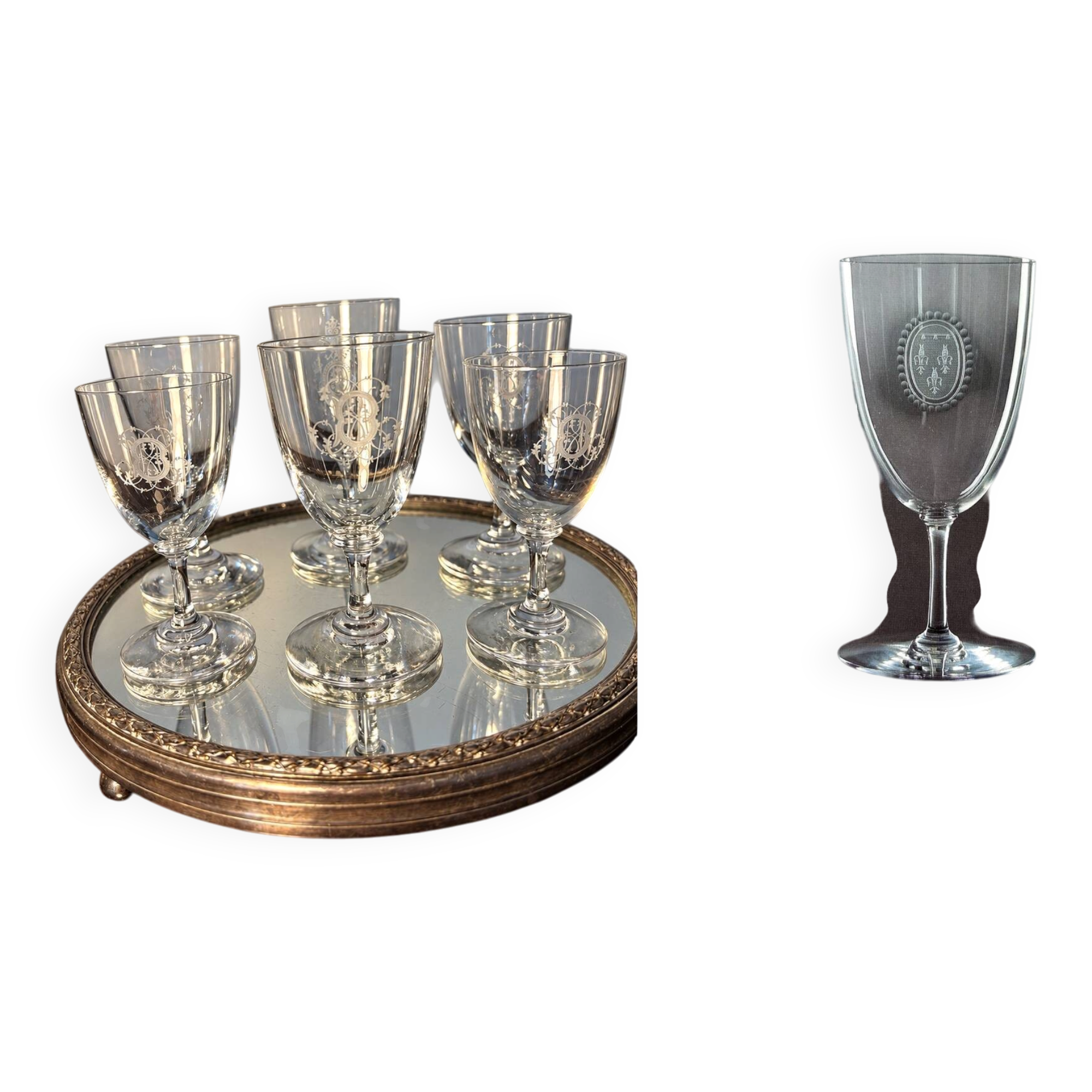 6 Baccarat glasses Funel shaped late 19th - early 20th century 