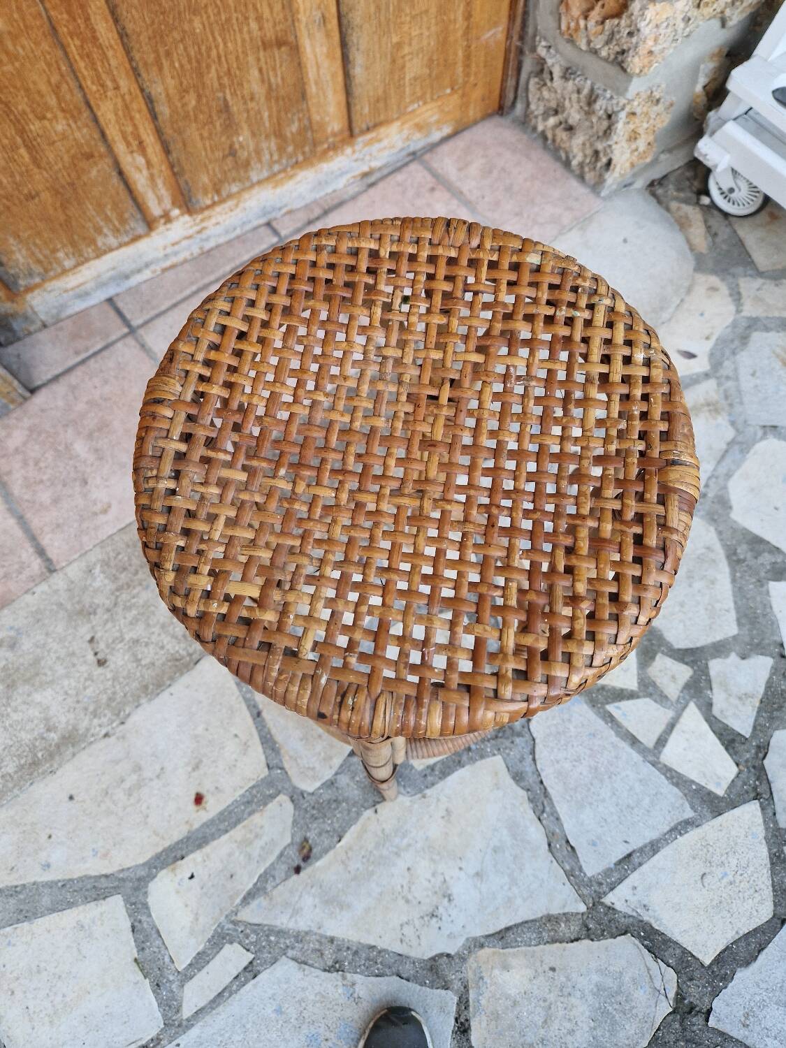 Vintage rattan stool