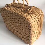 Suitcase round Wicker vintage