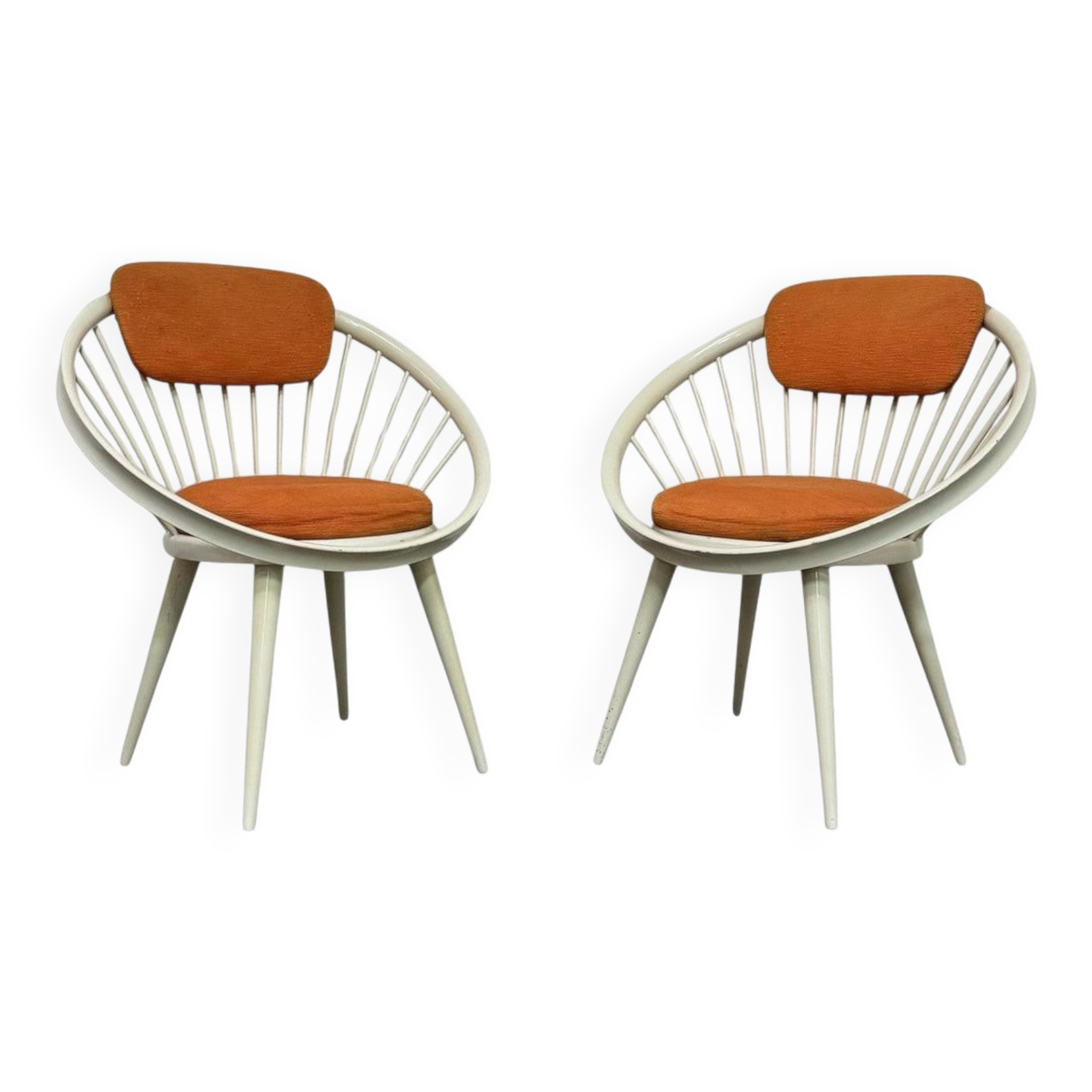 Scandinavian Circle Armchairs attributed to Yngve Ekström, 1960s, Set of 2