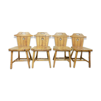 Lot of 4 1970 cottage style pine chairs