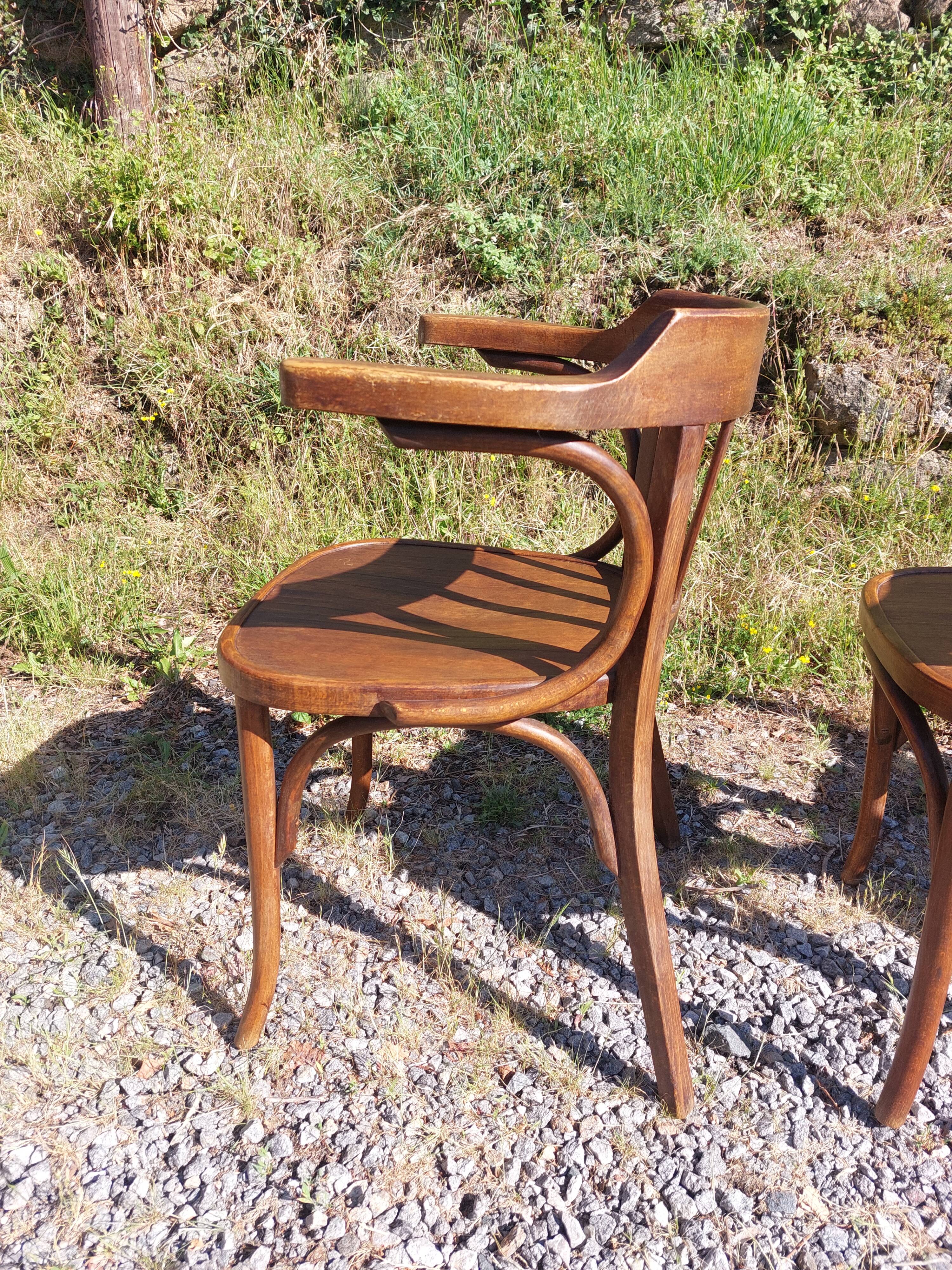 4 fauteuils Baumann en bois courbé