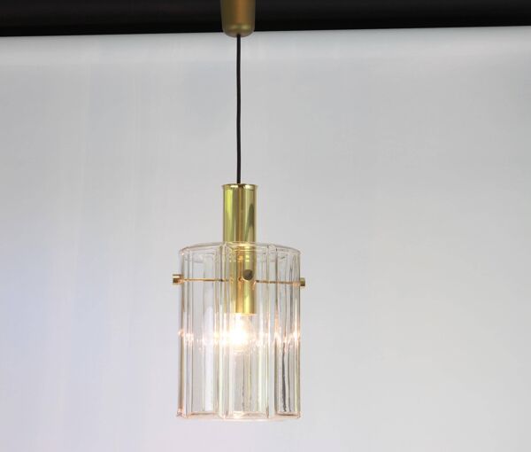 Suspension en forme de lanterne avec abat-jour cylindrique en verre par Limburg, Allemagne, années 1960