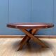 Vintage wooden coffee table with intersecting legs, France 1970