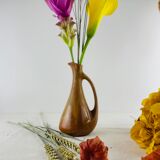 Vase soliflore in old stoneware flamed caramel color and honey of the Manufacture Denbac (signed and