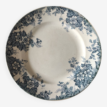 Plat porcelaine St Amand et hamage nord Marie Louise bleu 28 cm