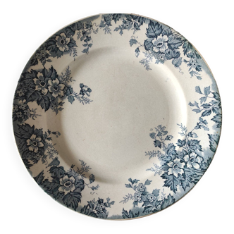 Plat porcelaine St Amand et hamage nord Marie Louise bleu 28 cm