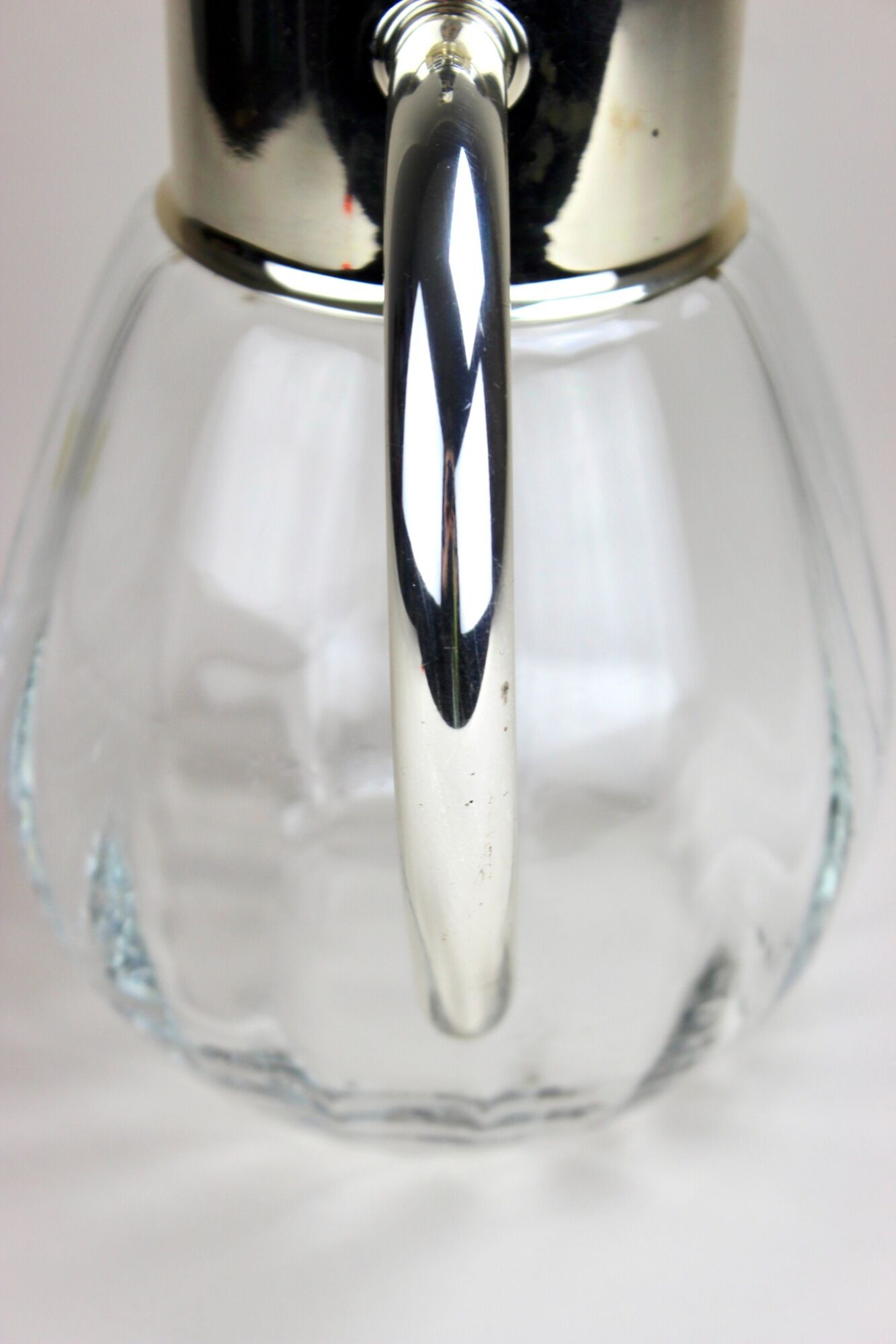 Crystal glass carafe, "kalte ente, vintage jug silver plated