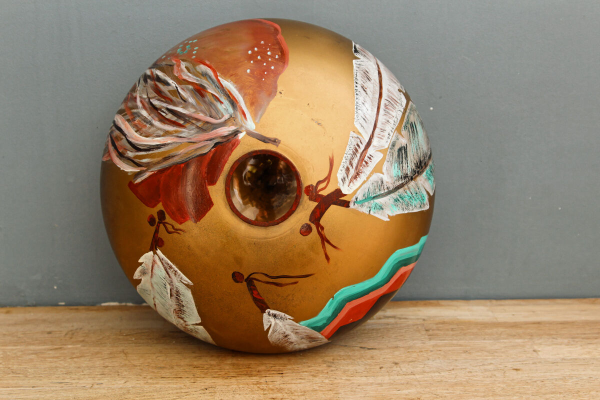 Signed glass ball vase