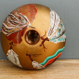 Vase boule en verre signé