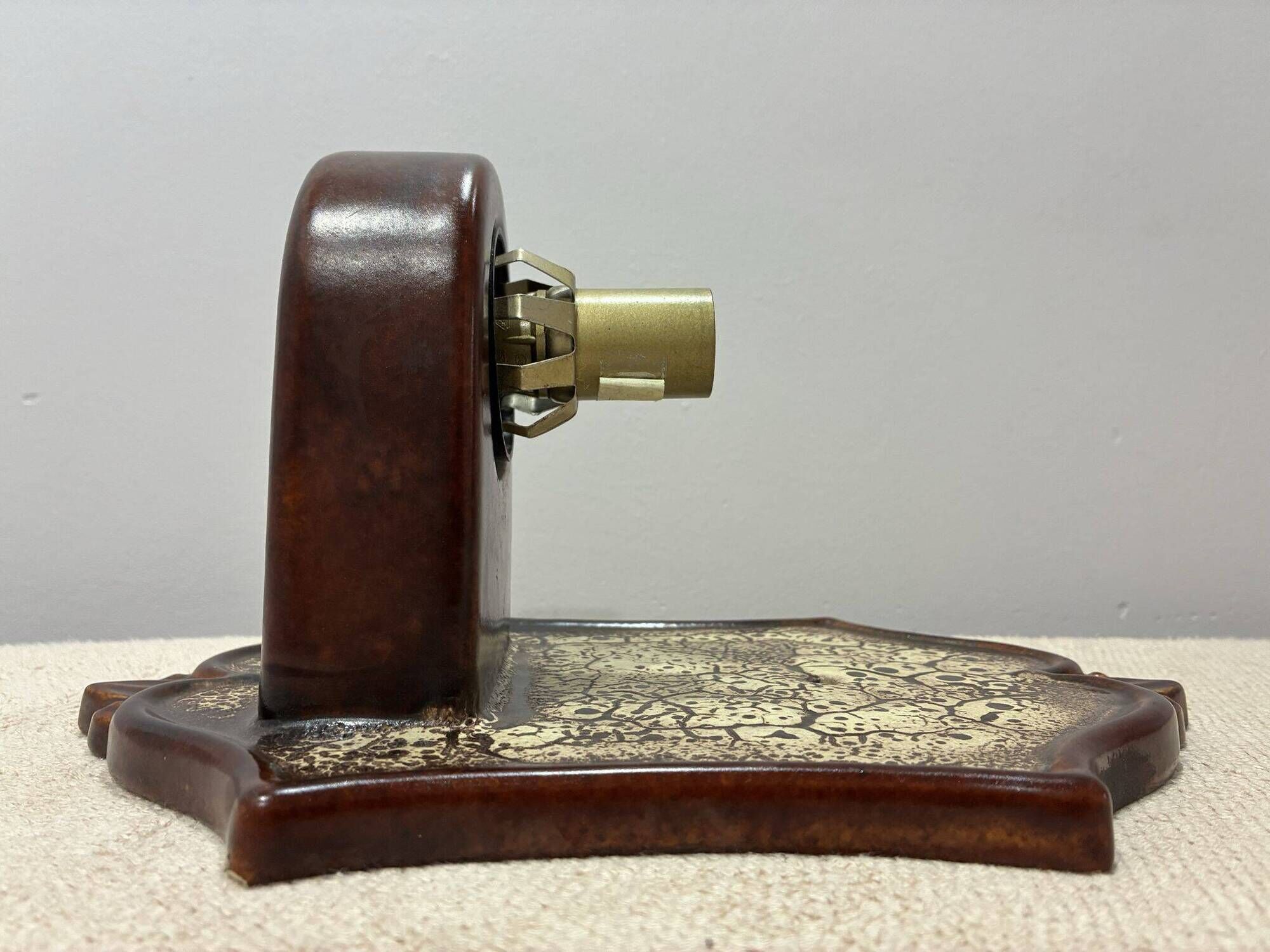 PAN Keramik ceramic wall or ceiling lamp, brown lava glaze, 1970s