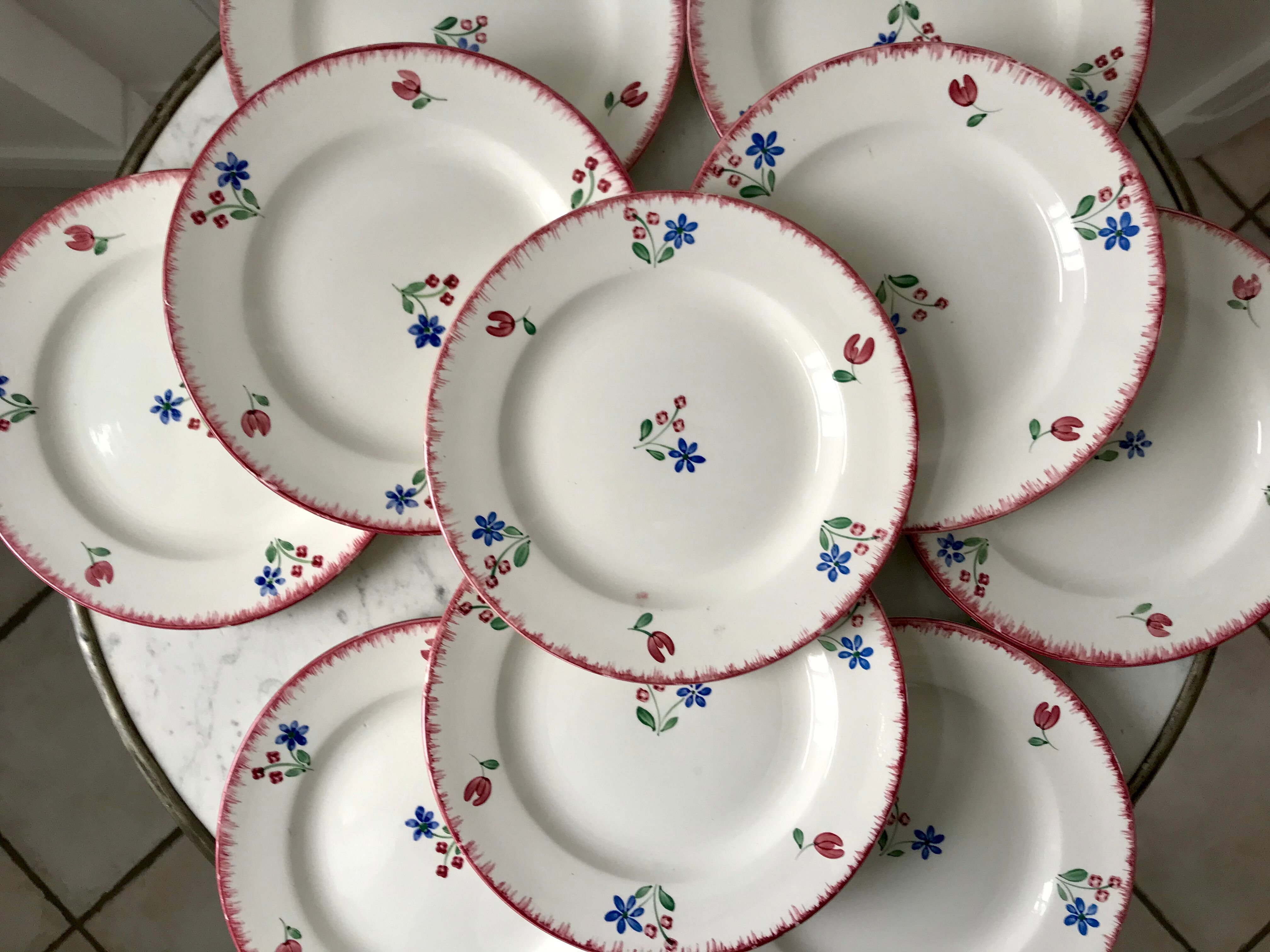 Set of 10 dessert plates badonviller model "dany" years 30-40