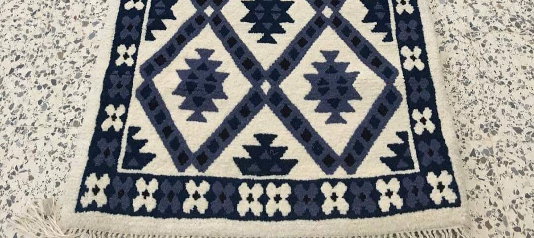 Hand-knotted high wool Berber rug