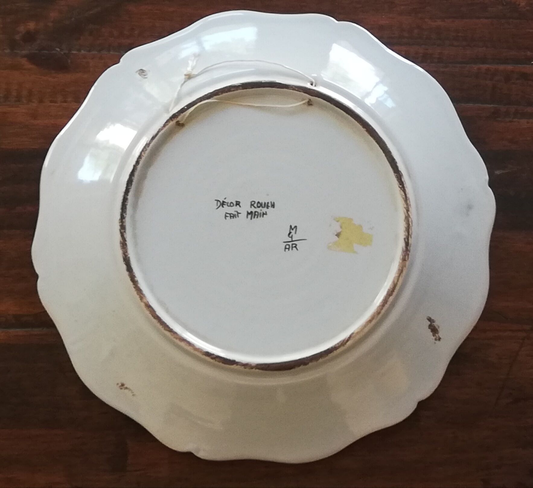 Collection plate Vieux Rouen signed handmade