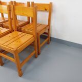 Set of 6 vintage Les Arcs chairs in pine from the 60s 70s