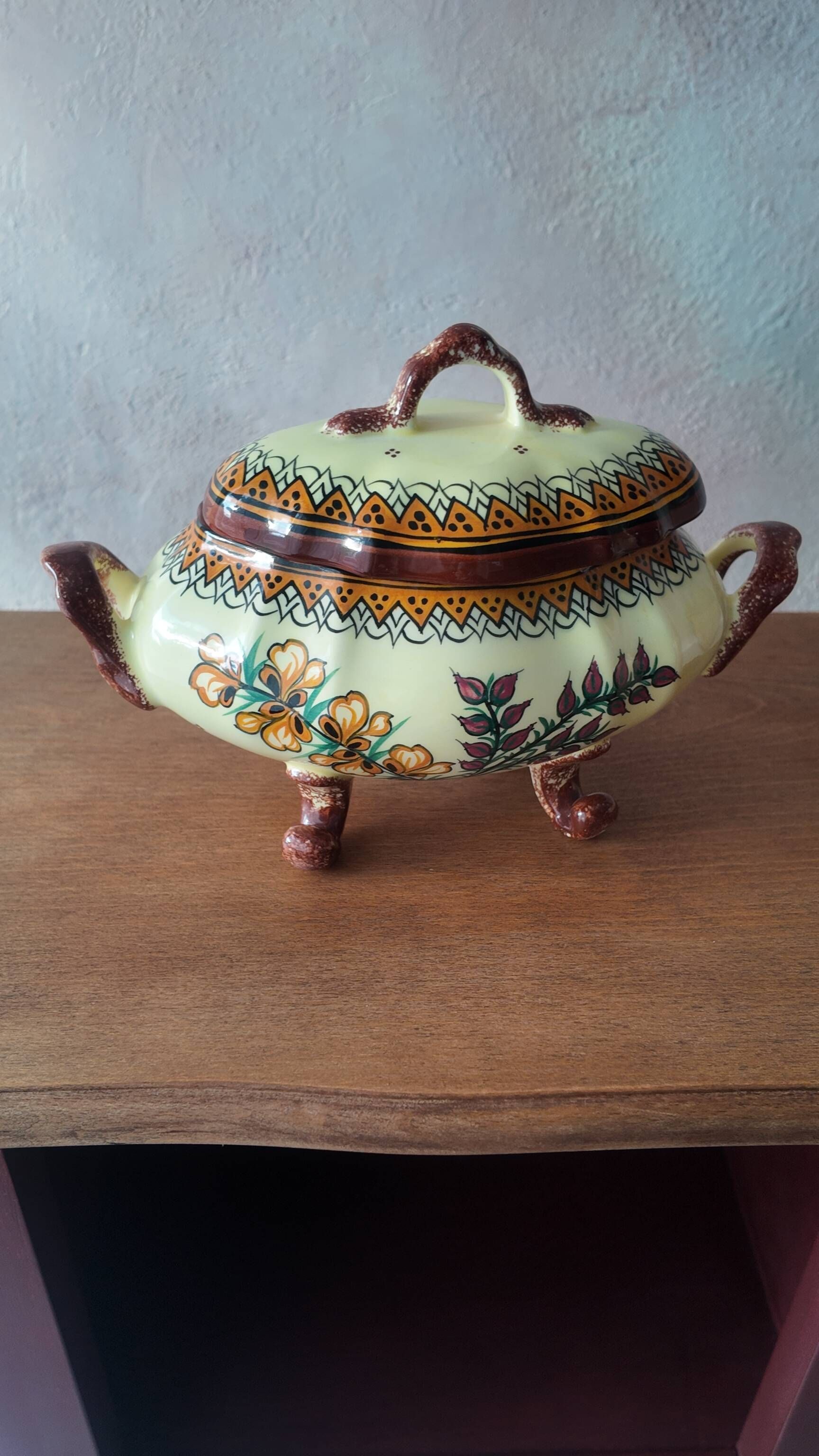 Antique Henriot Quimper Soup Tureen in Faience