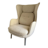 FRITZ HANSEN - Ro Armchair Boucle Fabric Aluminium Legs