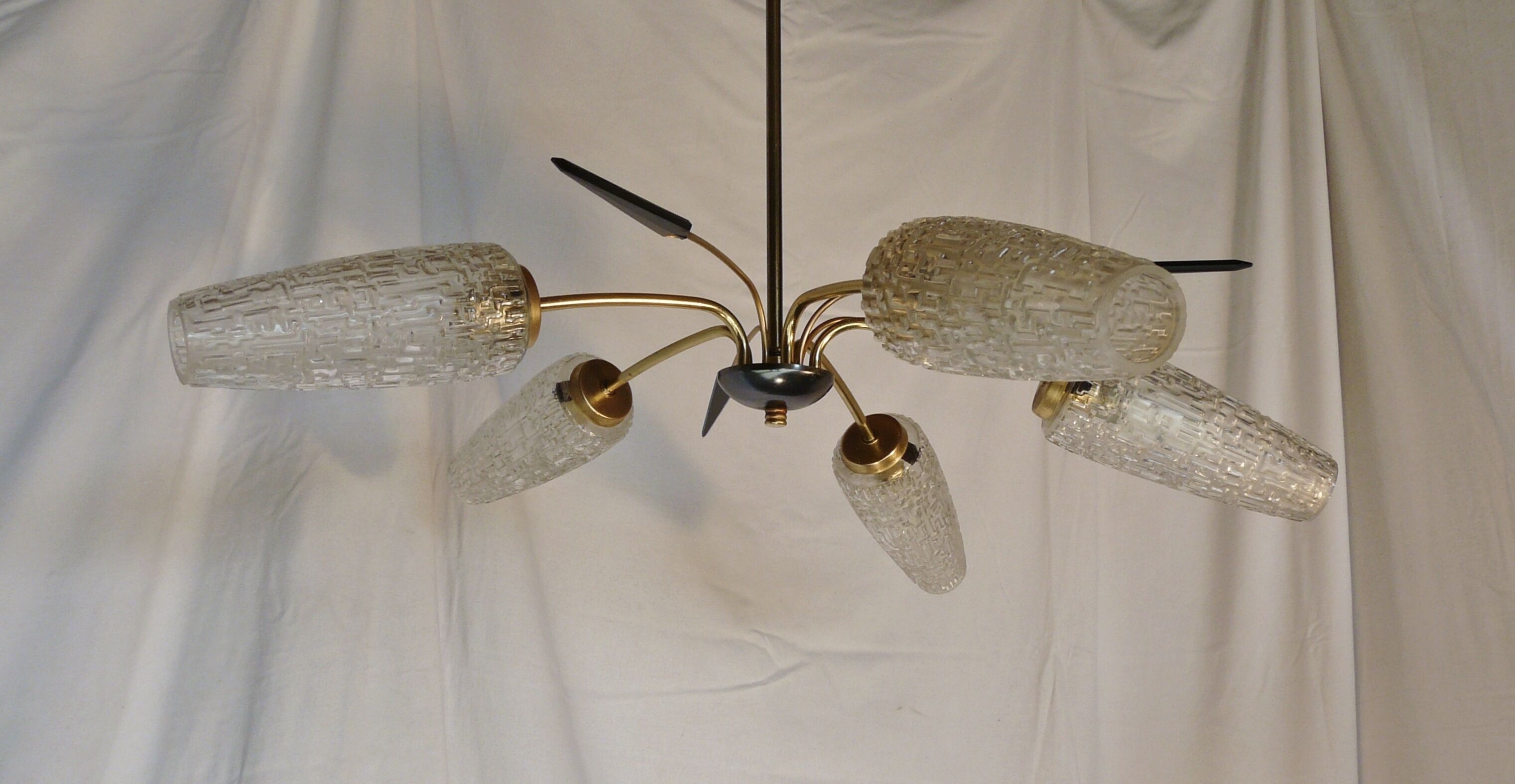 Vintage 50s suspension ceiling five lights