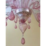 Murano Glass Chandelier in Pink 6 Arms