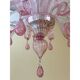 Murano Glass Chandelier in Pink 6 Arms