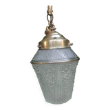 Art Deco style glass and brass pendant from the 20s/30s in water green color