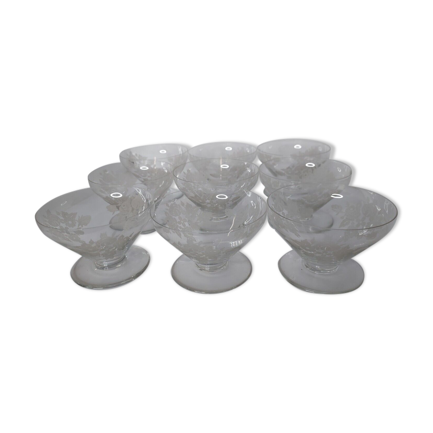 Engraved glass champagne glasses