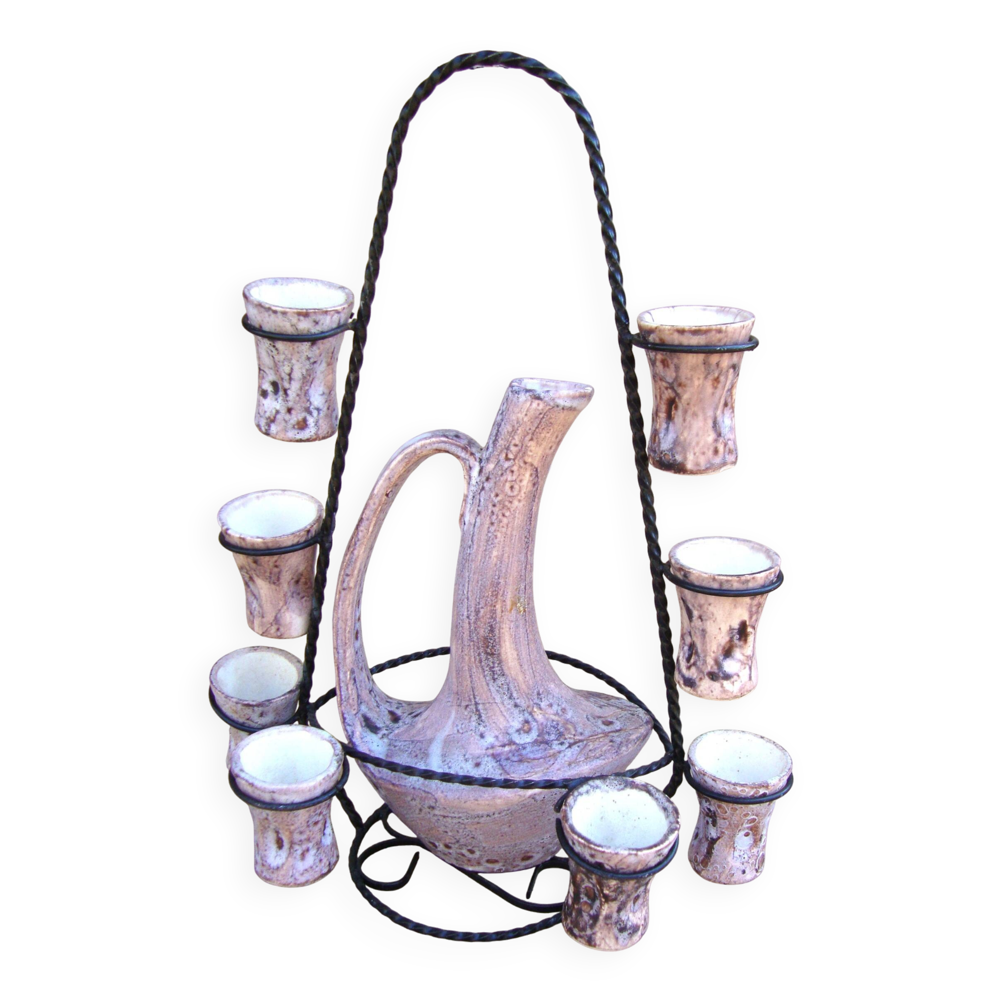 Bonaudi liqueur service (Francis and Josette) Vallauris signed.