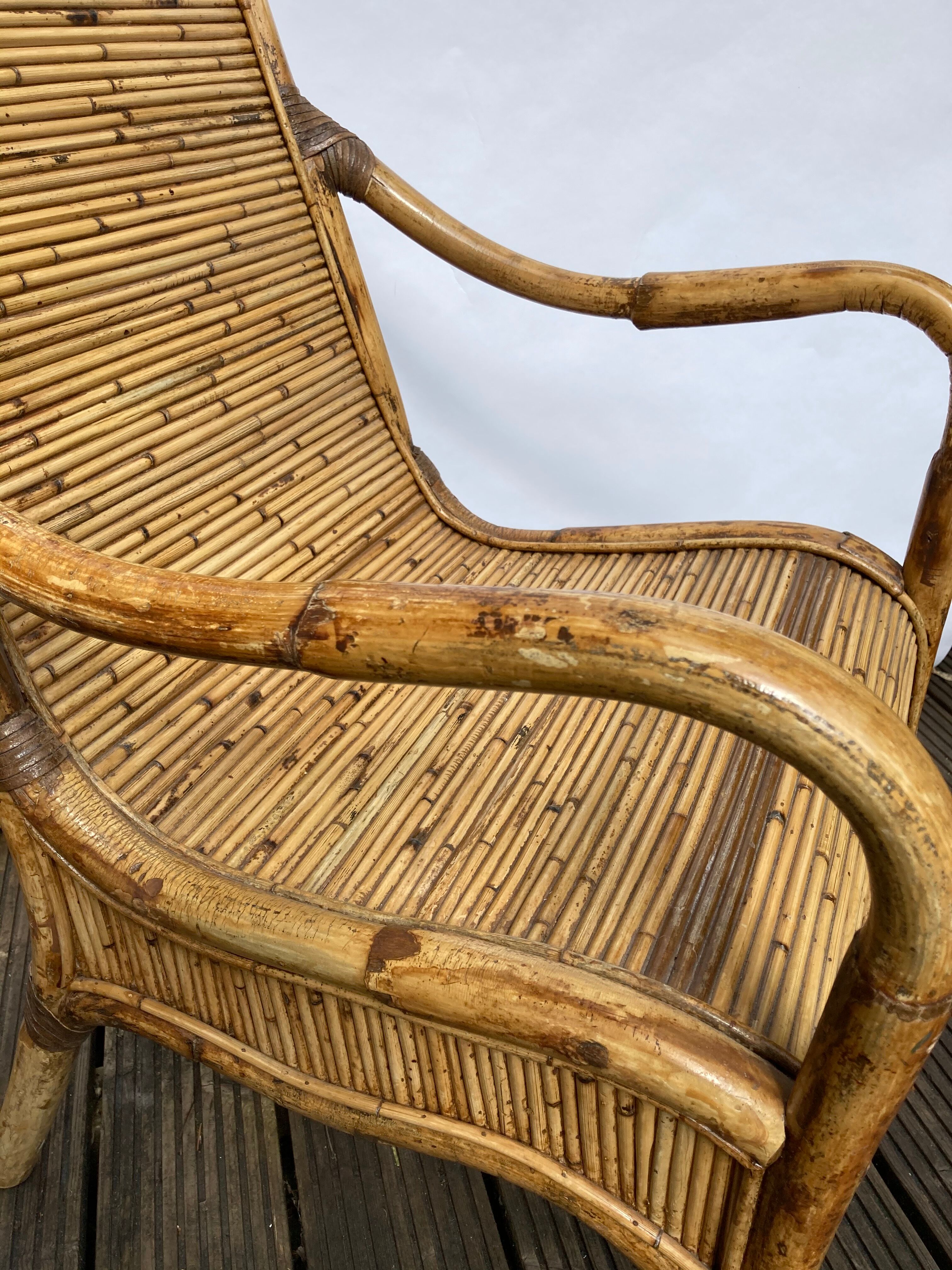Pair of Vivai del Sud rattan wicker bamboo chairs