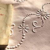 Drap ancien en lin et coton teinté en baby rose